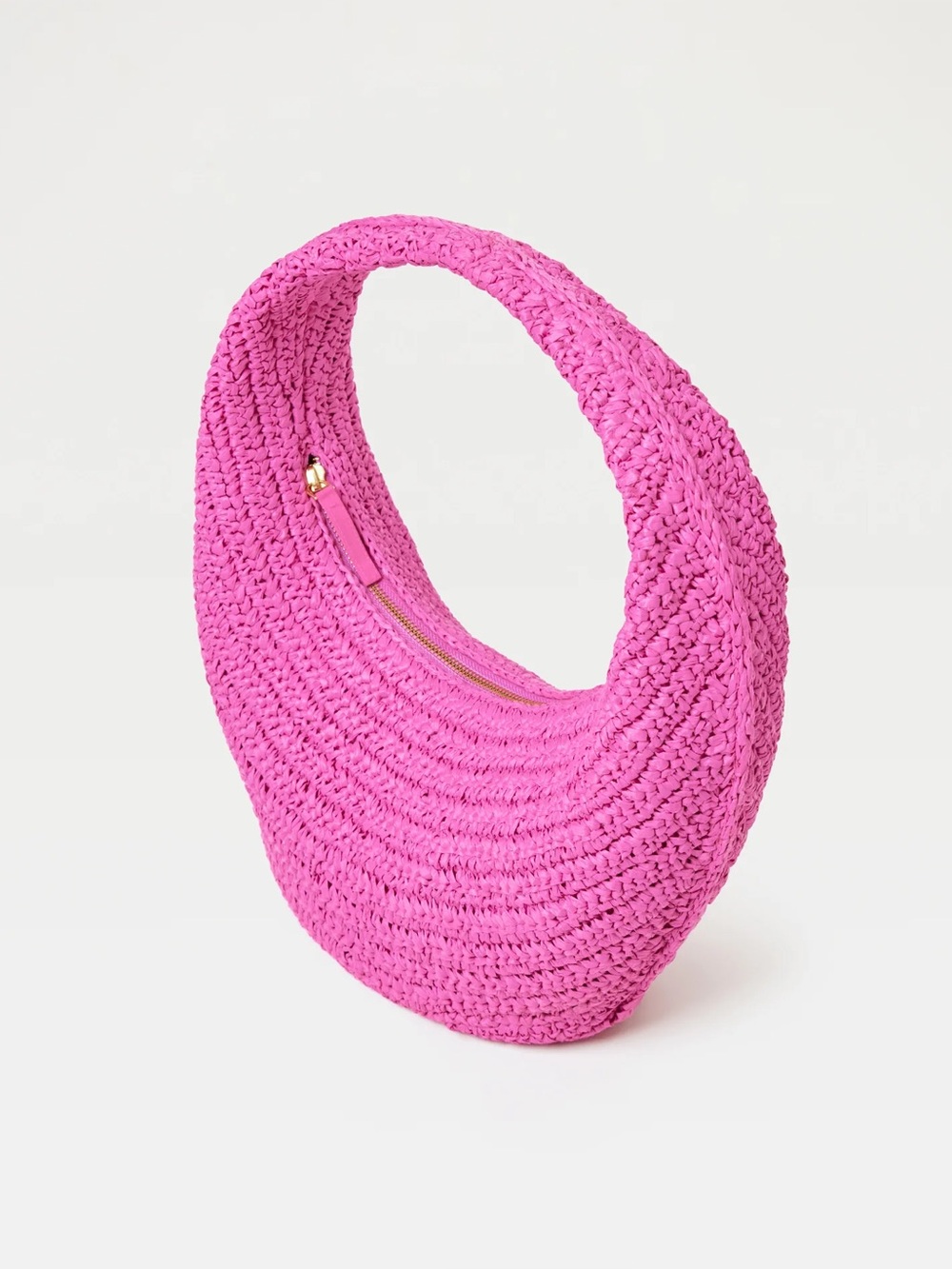 Lspace Aya bag Bubblegum Pink Woven Crescent fully lined zip up Shoulder Bag NWT